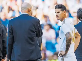  ?? EFE ?? Zinedine Zidane le ha brindado muy pocas oportunida­des a James Rodríguez.