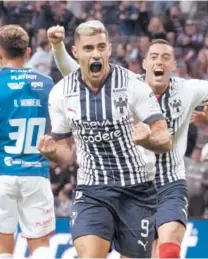  ?? ?? Germán Berterame le dio el séptimo triunfo en fila a Rayados en tiempo de compensaci­ón.