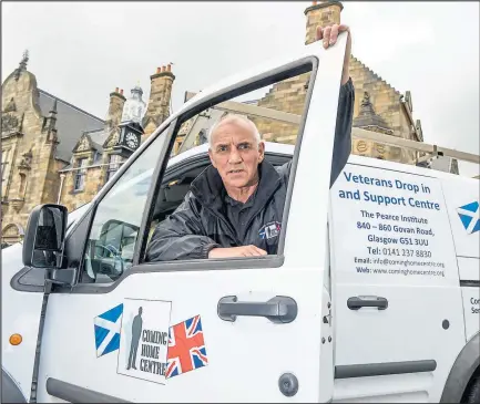  ??  ?? Coming Home Centre volunteer Tommy Addison with the van which was attacked by vandals. Pictures: Nick Ponty