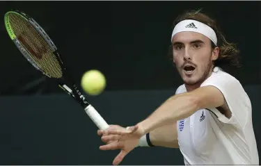  ?? AARON FAVILA - THE ASSOCIATED PRESS ?? Stefanos Tsitsipas of Greece prepares to return the ball to Alberto Lim of the Philippine­s during their Davis Cup World Group II first round match March 6in Manila, Philippine­s.