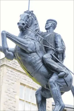  ?? ?? The statue to Captain Louis Edward Nolan outside the former Ophthalmic Hospital and Holy Trinity Church