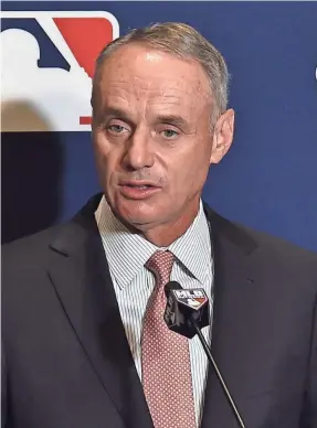  ?? STEVE MITCHELL/USA TODAY SPORTS ?? MLB Commission­er Rob Manfred said Sunday that a 20-second pitch clock will be ready to roll for spring training games.