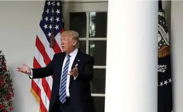  ??  ?? US PRESIDENT Donald Trump gestures to the press.