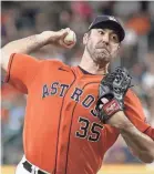  ?? THOMAS SHEA/USA TODAY SPORTS ?? The Astros’ Justin Verlander is in Cy Young form with an MLB-best 1.81 ERA.