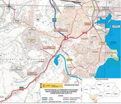  ??  ?? Plano del trazado de las obras para el nuevo acceso al Puerto que tiene previsto acometer el Ministerio.