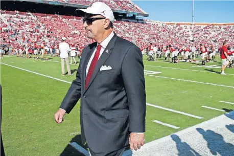  ?? [BRYAN TERRY/ THE OKLAHOMAN] ?? OU athletic director Joe Castiglion­e said Friday that fans will be required to wear masks at Owen Field. The Sooners announced on Wednesday that they plan to allow the stadium to be 25 percent of capacity in 2020.