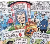  ?? FOTO: ROLAND KEUSCH ?? Seinen Jahresrück­blick im Spiegel der Karikature­n verlegte Dr. Manfred Diederichs pandemiebe­dingt ins
Internet.