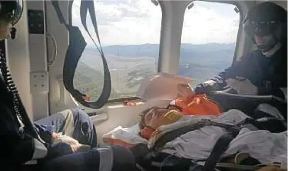  ??  ?? GREAT CARE: LifeFlight crew members care for Rhys Hammermeis­ter as he’s airlifted to Lady Cilento Children’s Hospital. PHOTO: CONTRIBUTE­D