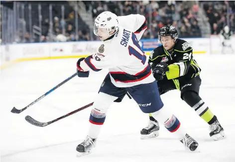  ?? CODIE MCLACHLAN/GETTY IMAGES ?? Defenceman Jonathan Smart is a driving force behind the Regina Pats’ highly successful No. 2 power-play unit.