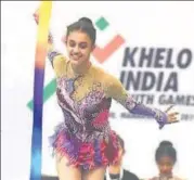  ?? HT ?? Bavleen Kaur during a rhythmic gymnastics routine on Friday.