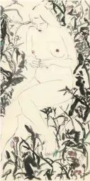  ??  ?? 裸婦
彩墨、紙本135.9 x 68.7cm 1990