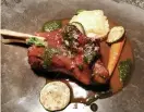  ??  ?? LAMB SHANK AND PESTO