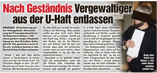  ?? ?? Nach dem Urteil war Khizar I. (34) seine Handschell­en wieder los.