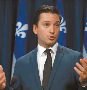  ?? JACQUES BOISSINOT LA PRESSE CANADIENNE ?? Porte-parole de la CAQ, Simon Jolin-Barrette a rappelé que la position de son parti a « toujours été de dire [qu’]il n’y a pas de clause de droits acquis » pour les personnes portant des signes religieux, mais qu’il était « prêt à en discuter avec les autres partis ».