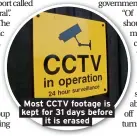  ??  ?? Most CCTV footage is kept for 31 days before it is erased