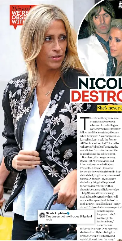 Nicole Appleton Squares Up To Lily Allen Over Those Liam Gallagher Romp Allegations Pressreader