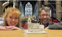  ??  ?? Sara La Crosswell and Rev David Brewster at the tactile tour at St Matthew’s, Edgeley