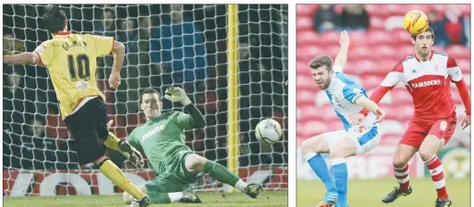  ??  ?? GOLDEN DAYS: Graham scores during his prolific spell for Watford. Right: Now he is trying to get his career back on track at Middlesbro­ugh