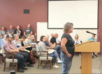  ?? Photo by Larry McGuire/The Punxsutawn­ey Spirit ?? A large crowd turned out to the Punxsutawn­ey school board meeting on Tuesday, during which members voted 6-3 to ban the Gender and Sexuality Alliance club’s Safe Space sticker initiative.