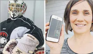  ?? GUARDIAN PHOTOS ?? Drew MacIntyre, left, goaltender for the Charlotte Checkers in the American Hockey League, was on Prince Edward Island last summer and participat­ed in an event for other pro hockey players from the Island held in the Pownal Rink. In right photo Tara...