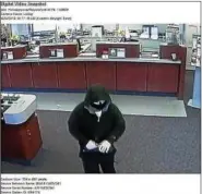  ?? PHOTO FROM ROYERSFORD POLICE ?? Royersford Police and the FBI are searching for an identifica­tion and location of a bank robbery suspect. The suspect allegedly displayed a gun at BB&T bank late Friday morning.