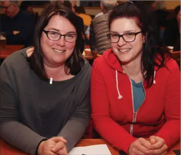  ??  ?? Rebecca Coen and Mary Whelan at the Gorey-Malawi Health Partnershi­p table quiz fundriaser in the Loch Garman Arms.