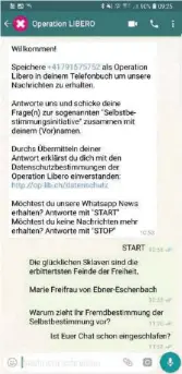  ??  ?? Zanettis Whatsapp-chat mit Operation Libero.