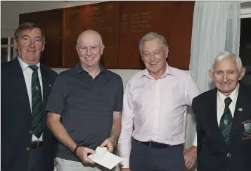 ??  ?? Baltinglas­s GC Hennessy’s Hardware Blessingto­n Summer Medal winner Michael Browne with sponsor Martin Hennessy, club President John Reynolds and Club Captain John Kelly (eft).
