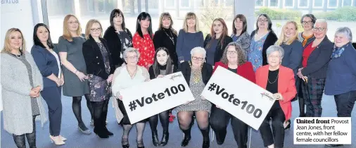  ??  ?? United front Provost Jean Jones, front centre, with her fellow female councillor­s