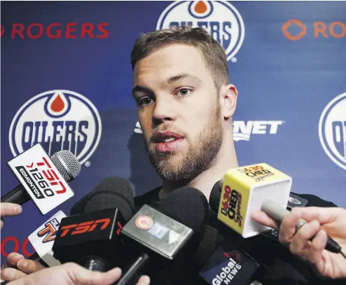  ?? CODIE MCLACHLAN / THE CANADIAN PRESS FILES ?? Taylor Hall says he “had a lot of stuff invested into the city of Edmonton and that organizati­on.”