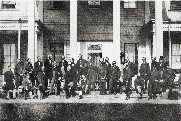  ?? HANDOUT ?? Pictured are the Fathers of Confederat­ion at the Charlottet­own Conference of 1864, showing future first prime minister John A. Macdonald, seated centre front. Two Prince Edward Island politician­s have introduced bills to have Charlottet­own recognized...