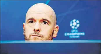  ?? FOTO: EFE ?? Erik Ten Hag, entrenador del Ajax de Amsterdam, en la conferenci­a de prensa previa al duelo con el Madrid