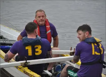  ??  ?? The men’s paired who claimed 2nd place at the Killurin Regatta: cox Victor Bridges, stroke Daniel Carley and Mark Crosbie.