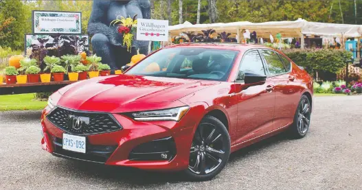  ?? PHOTOS: PETER BLEAKNEY ?? The longer, lower and wider 2021 Acura TLX is a roomy and luxurious sedan with another side to its personalit­y: it's quick off the mark and handles beautifull­y.