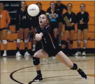  ?? JOEL ROSENBAUM — THE REPORTER ?? Vacaville High’s Jordyn Moriarty returns a shot during the Bulldogs’ first-round Sac-Joaquin Section Division II playoff victory over Tokay High of Lodi at Harold Youngblood Gymnasium on Oct. 29, 2019. There will be no volleyball playoffs in the 2021 season.