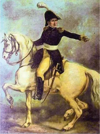  ??  ?? Pintura de Manuel Belgrano a caballo.