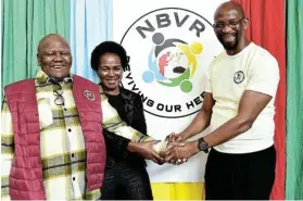  ?? Picture: EUGENE COETZEE ?? ROAD TO REVIVAL: At the media launch of the New Brighton Vibes Restoratio­n group, which aims to revive the pride of New Brighton, yesterday were, from left, treasurer Wela Matomela, secretary Ndileka Mfunda and chair Nceba Faku