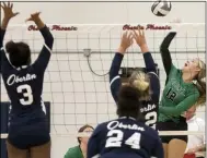  ?? JENNIFER FORBUS — FOR THE MORNING JOURNAL ?? Columbia’s Emily Beck prepares to spike the ball across the net.