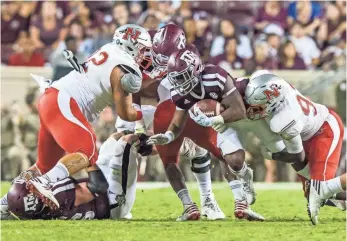  ?? JOHN GUTIERREZ, USA TODAY SPORTS ?? Texas A&M and RB Kendall Bussey are 1-1 going into a matchup with Louisiana Lafayette.