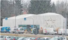  ?? FOTO: DIRK GRUPE ?? Von außen soll die neue Synagoge an ein Zelt erinnern, die Fassade ziert ein Davidstern.