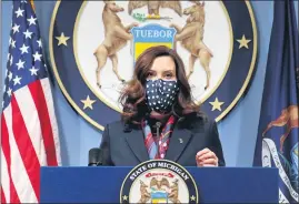  ?? MICHIGAN OFFICE OF THE GOVERNOR VIA AP ?? Gov. Gretchen Whitmer addresses the state during a speech in Lansing on March 2.