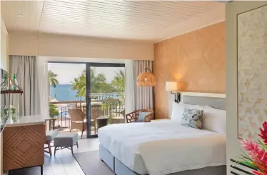  ??  ?? A newly renovated room at Sofitel Fiji Resort and Spa with an outside view