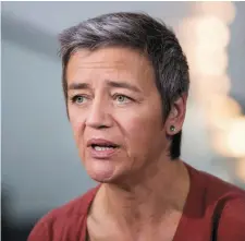  ??  ?? Tax warning: EC Commission­er Margrethe Vestager. Photo: Jasper Juinen/Bloomberg