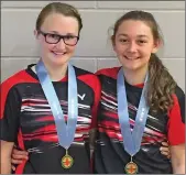  ?? SUBMITTED PHOTO ?? The Leader duo of Payton Stimson and Kyla Tumbach won bronze in girls doubles at SHSAA Badminton Provincial­s in Weyburn over the weekend.