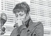  ??  ?? Evelyn Rodriguez — mother of Kayla Cuevas, 16, who was slain Sept. 13, allegedly by members of MS-13 — weeps on the way to the courthouse for the arraignmen­t of her daughter’s alleged killers.