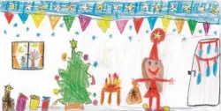  ?? ?? Die Zeichnung der siebenjähr­igen Emilia Isabella Ruben ist kunterbunt und zeigt ein ge‰ schmücktes Zimmer zu Weihnachte­n.