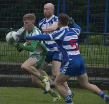  ??  ?? Action from the Dunne Cup semi-final between Blessingto­n and Baltinglas­s.