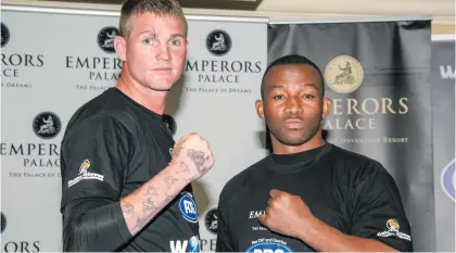  ?? Picture: James Gradidge ?? CONFIDENT. Thabiso Mchunu (right) is counting on the fact that he has never lost a rematch ahead of the second instalment in his rivalry against Thomas Oosthuizen at Emperors Palace.