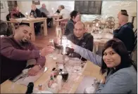  ??  ?? Krystle Moodley, enjoying a night out with her husband and friend at Die Damhuis restaurant in Melkbosstr­and.