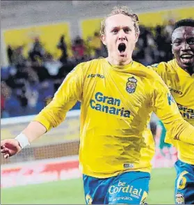  ?? FOTO: EFE ?? Alen Halilovic, celebrando el gol del triunfo de la UD Las Palmas ante el Málaga